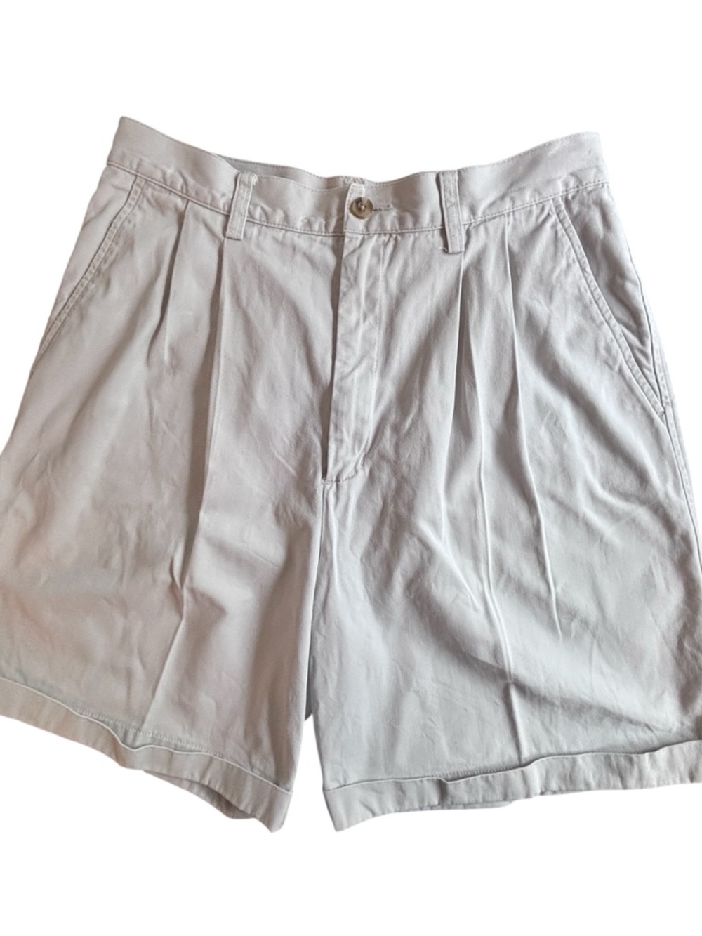 Vintage Eddie Bauer Classic Fit Pleated Khaki Shorts Size 12